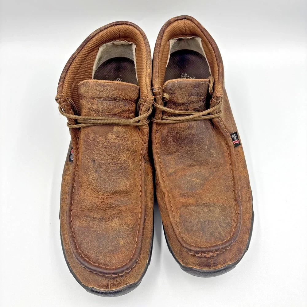 Justin Boots Cappie Chukka Men’s 12M Work Shoes 232 Brown Moc Leather Lace Up
